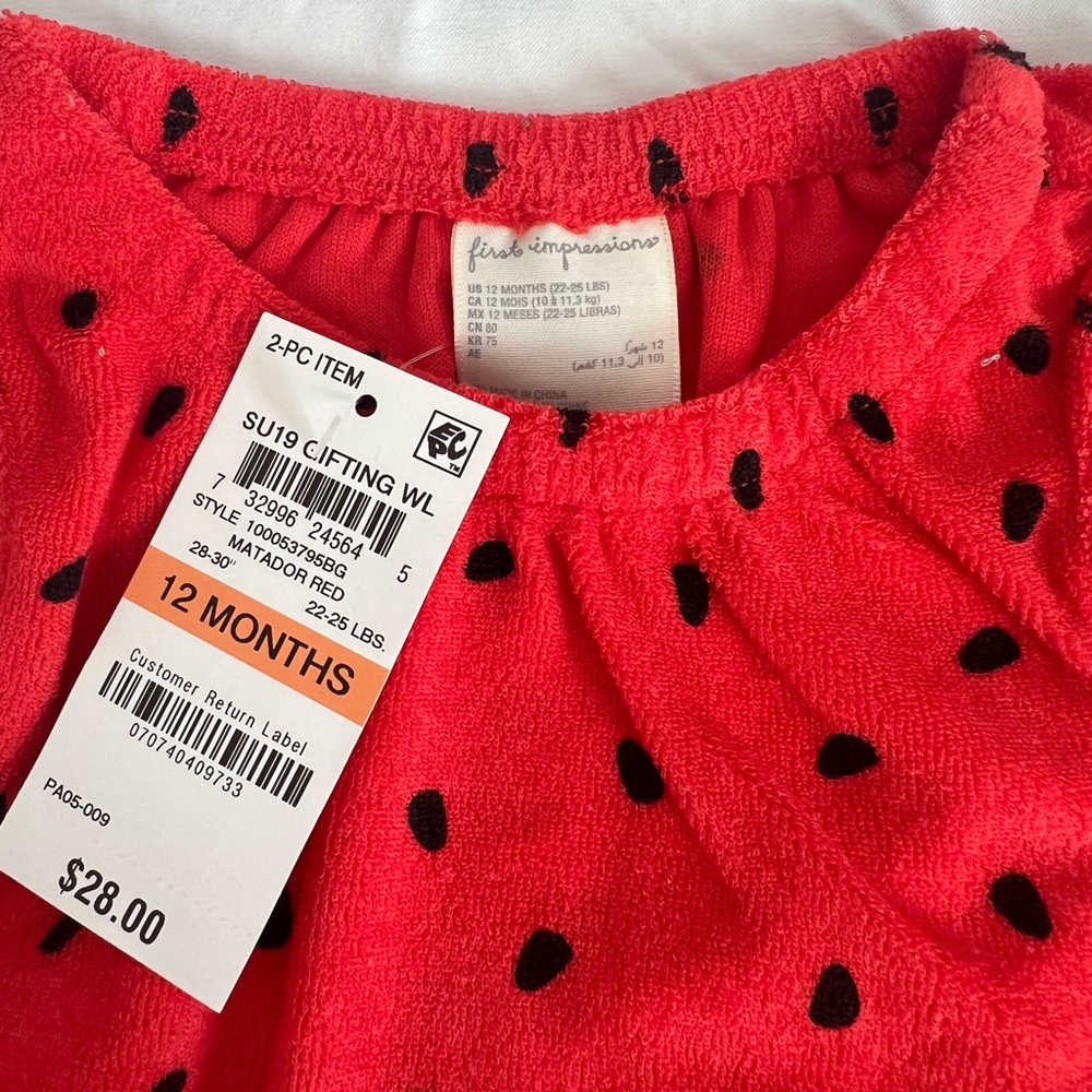 First Impressions Watermelon Red Baby Outfit 🍉 - Picture 3 of 3
